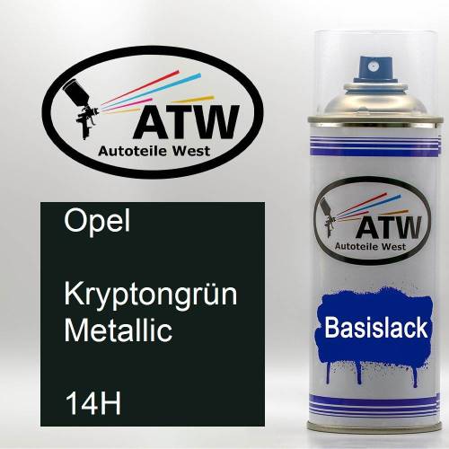 Opel, Kryptongrün Metallic, 14H: 400ml Sprühdose, von ATW Autoteile West.